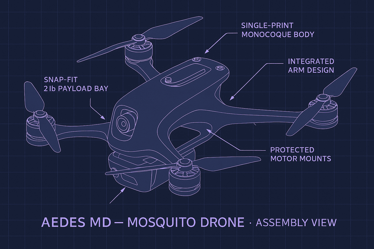 Assembly View β Single-Print Monocoque